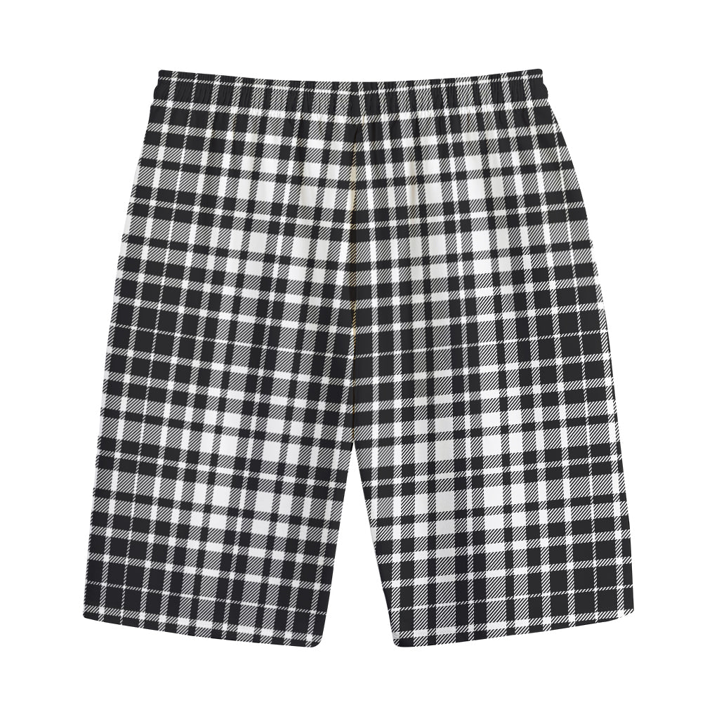 Black And White Border Tartan Print Cotton Shorts