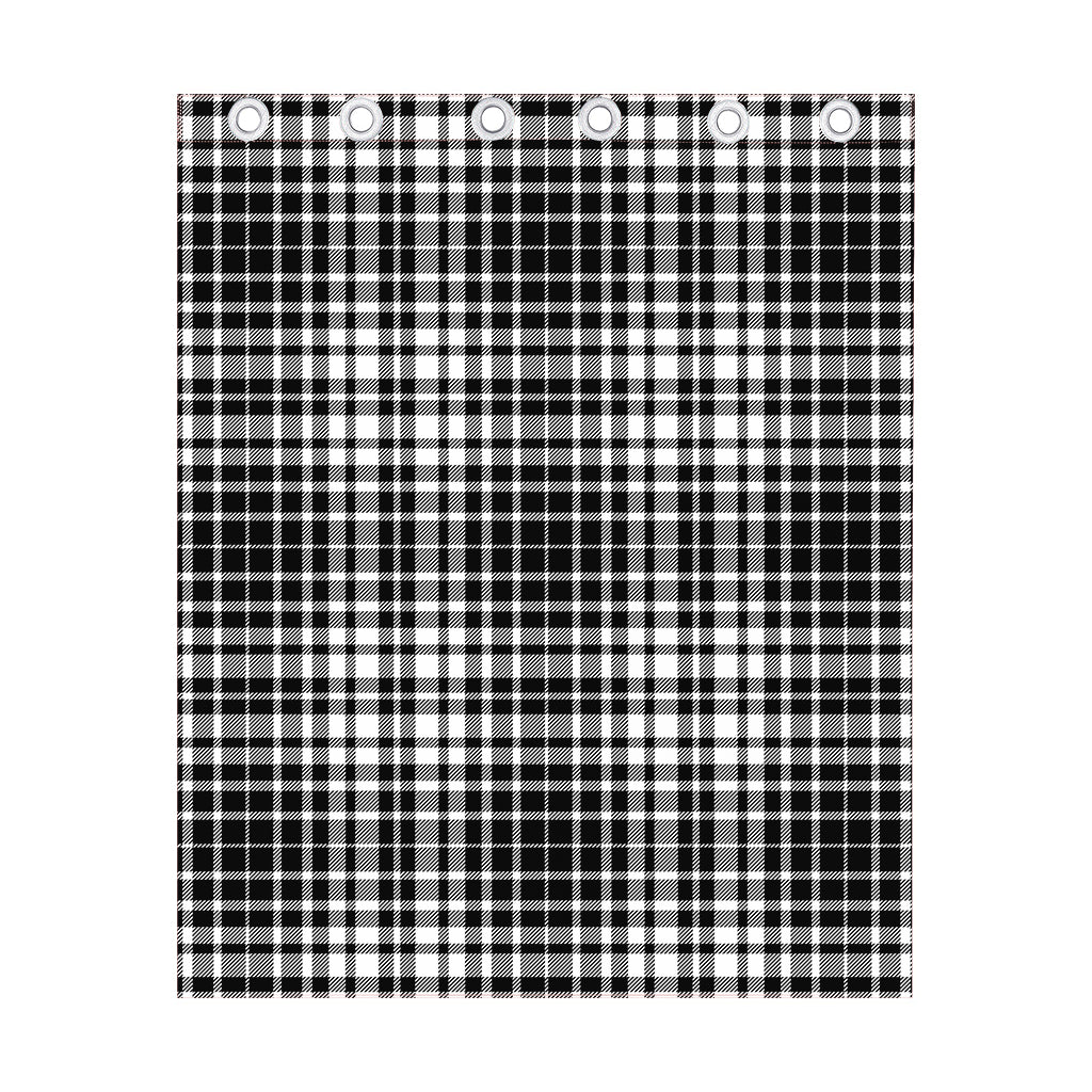 Black And White Border Tartan Print Curtain