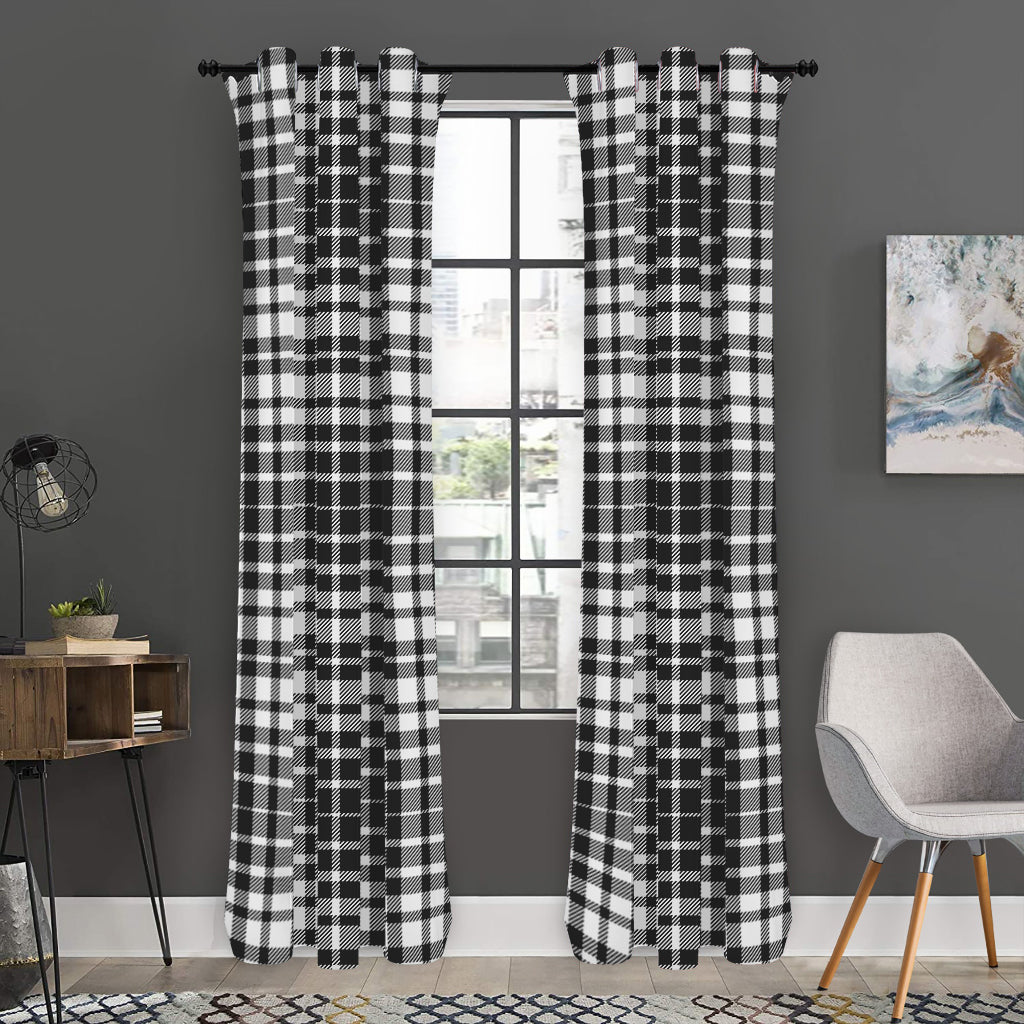 Black And White Border Tartan Print Curtain