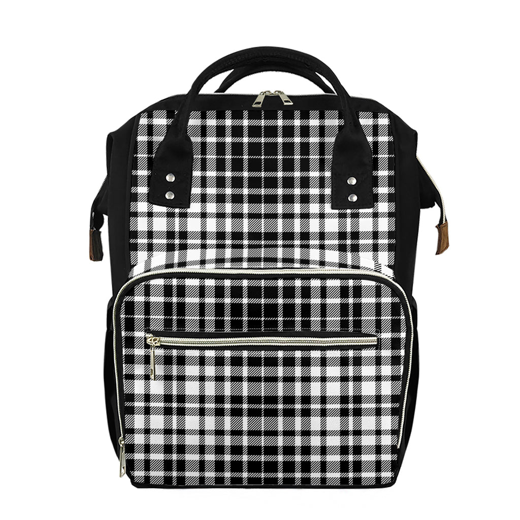 Black And White Border Tartan Print Diaper Bag