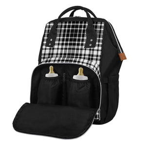 Black And White Border Tartan Print Diaper Bag