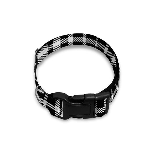 Black And White Border Tartan Print Dog Collar