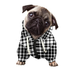 Black And White Border Tartan Print Dog Zip Up Hoodie