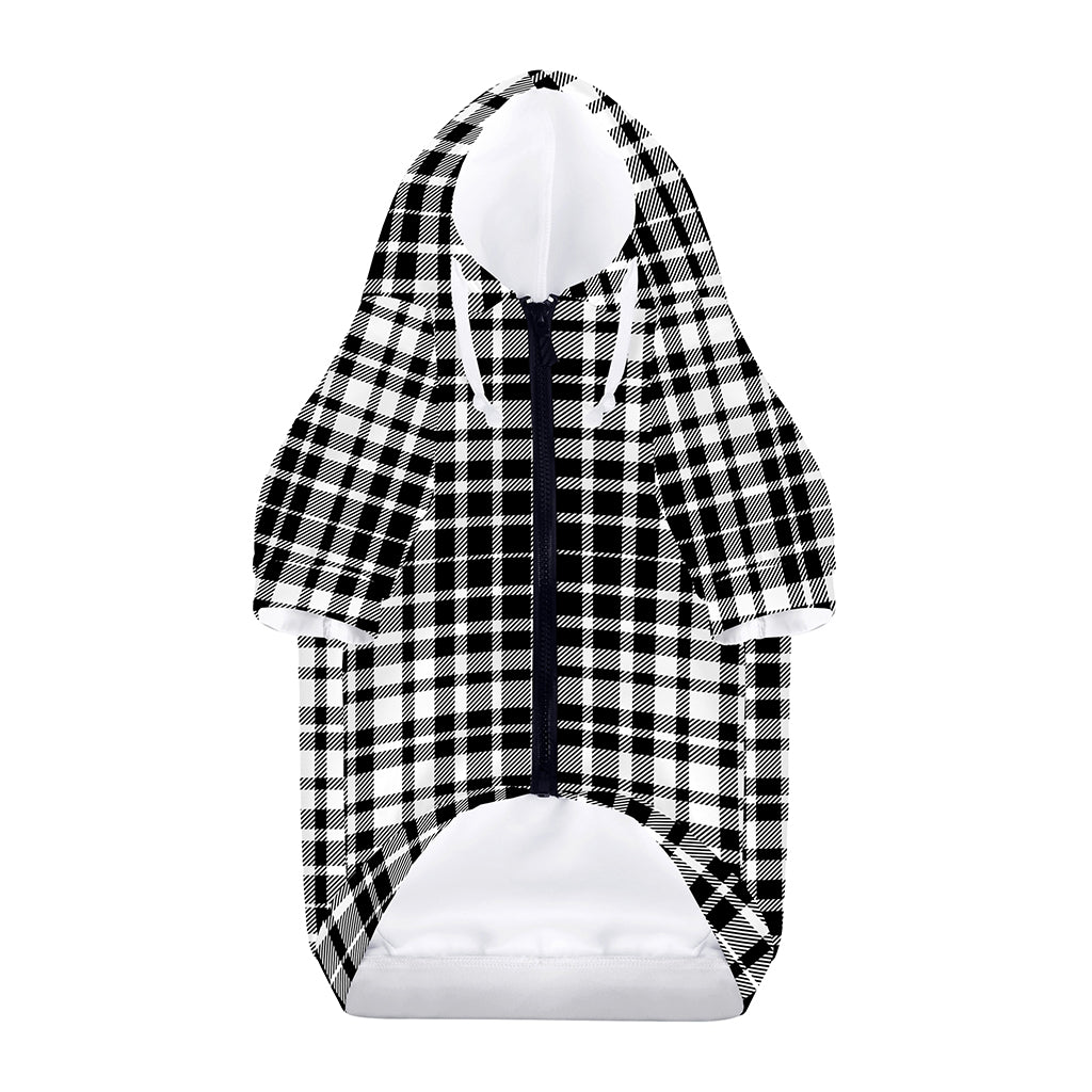 Black And White Border Tartan Print Dog Zip Up Hoodie