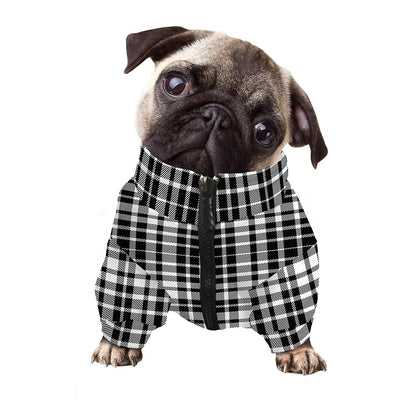 Black And White Border Tartan Print Dog Zip Up Jacket