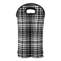 Black And White Border Tartan Print Double Neoprene Wine Tote