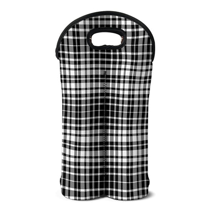 Black And White Border Tartan Print Double Neoprene Wine Tote
