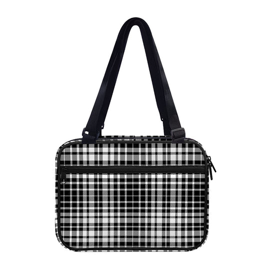 Black And White Border Tartan Print Double Strap Bible Bag