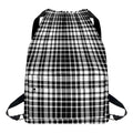 Black And White Border Tartan Print Drawstring Backpack