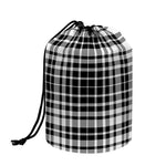 Black And White Border Tartan Print Drawstring Makeup Bag
