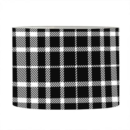 Black And White Border Tartan Print Drum Lamp Shade