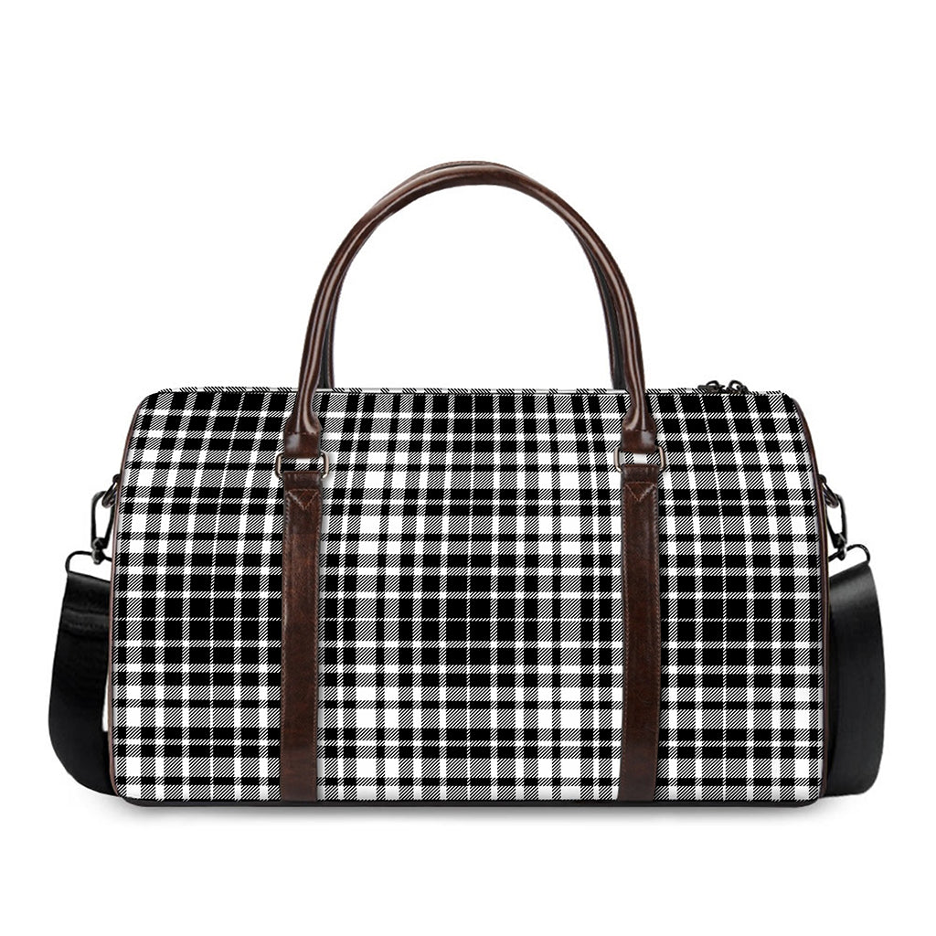 Black And White Border Tartan Print Duffle Bag