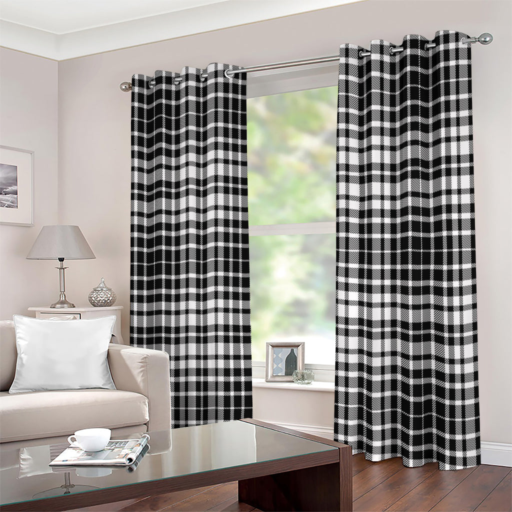 Black And White Border Tartan Print Extra Wide Grommet Curtains