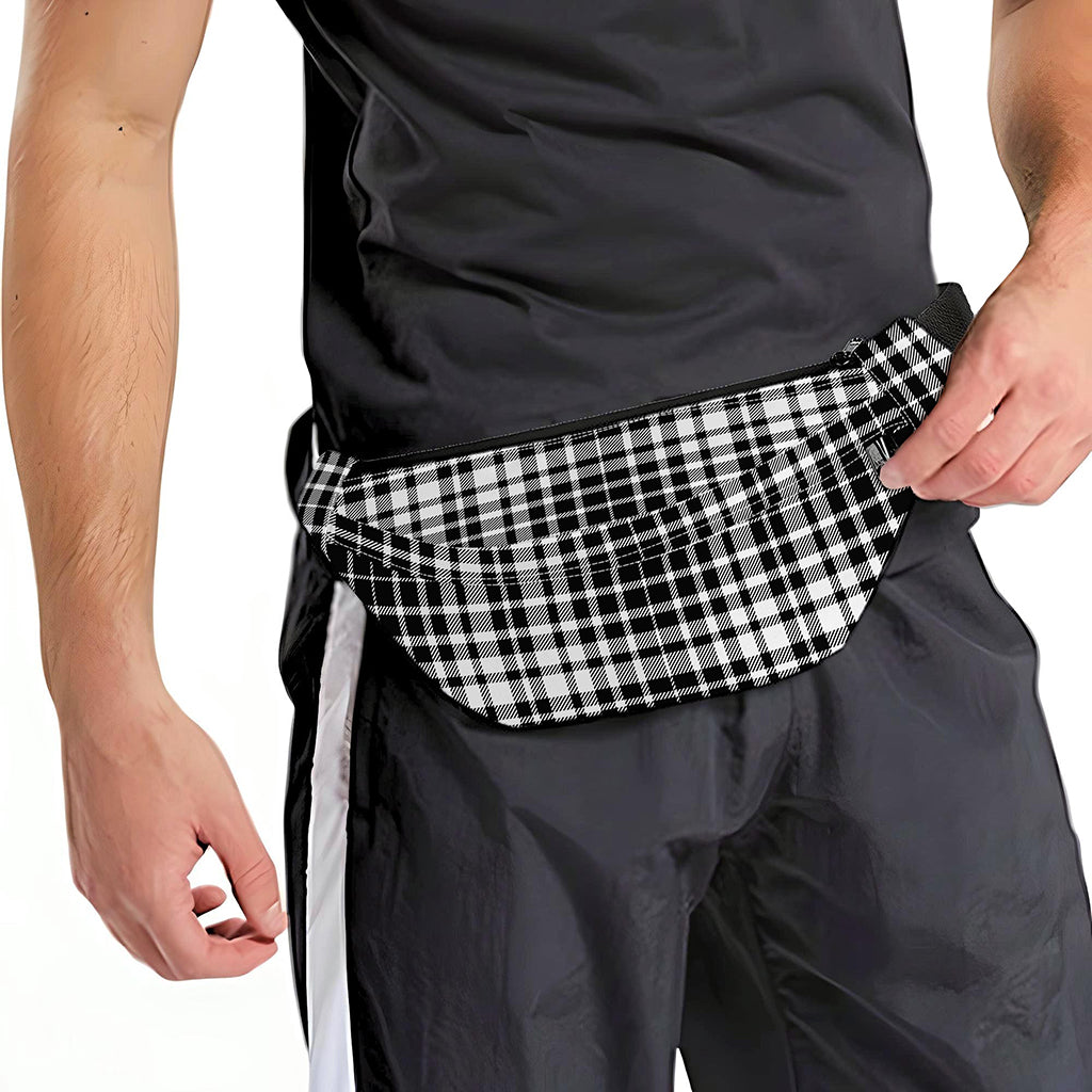 Black And White Border Tartan Print Fanny Pack