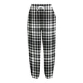 Black And White Border Tartan Print Fleece Lined Knit Pants