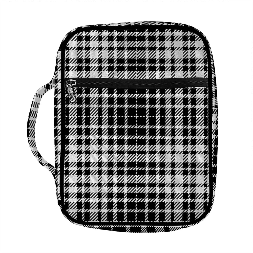 Black And White Border Tartan Print Front Pocket Bible Bag