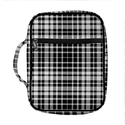 Black And White Border Tartan Print Front Pocket Bible Bag