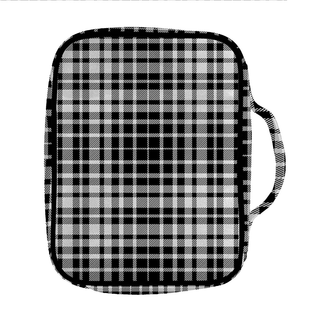Black And White Border Tartan Print Front Pocket Bible Bag