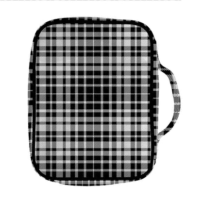 Black And White Border Tartan Print Front Pocket Bible Bag
