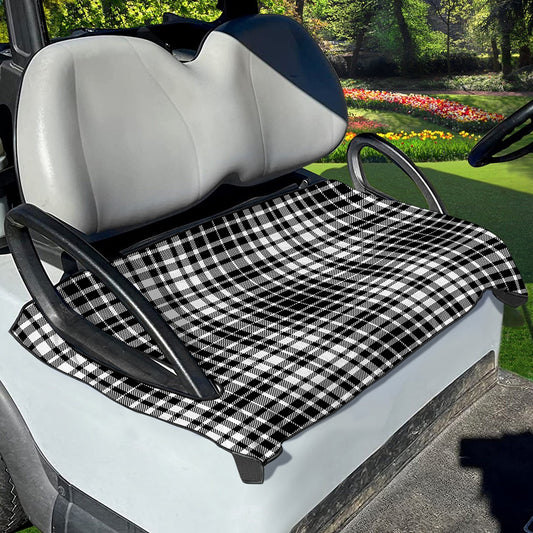 Black And White Border Tartan Print Golf Cart Seat Cover