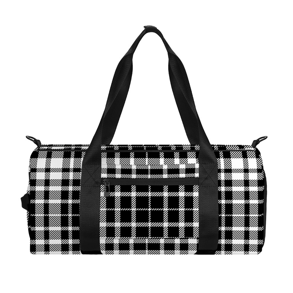 Black And White Border Tartan Print Gym Bag