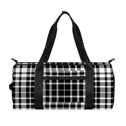 Black And White Border Tartan Print Gym Bag
