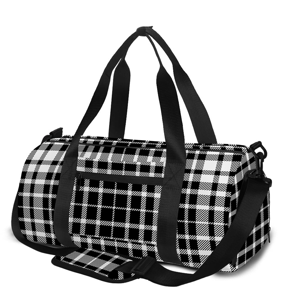 Black And White Border Tartan Print Gym Bag