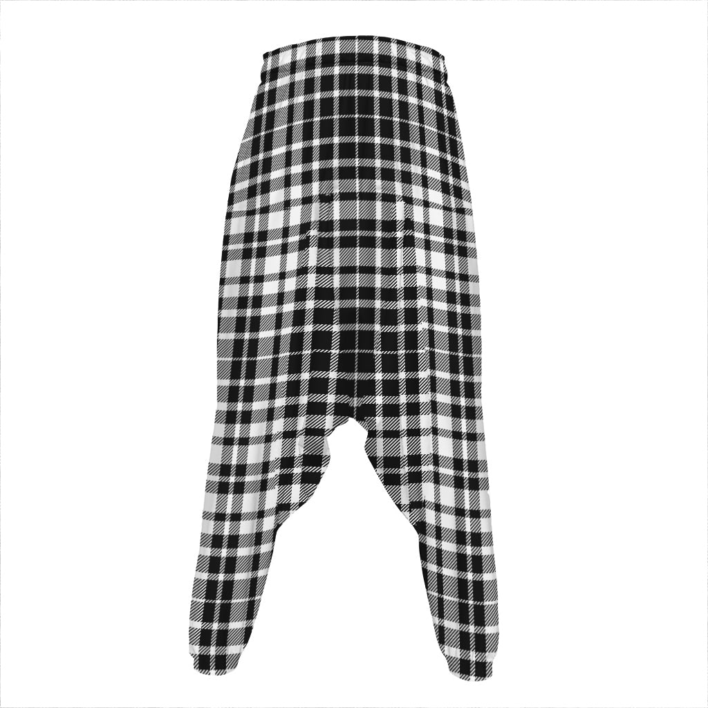 Black And White Border Tartan Print Hammer Pants