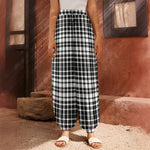 Black And White Border Tartan Print Harem Pants