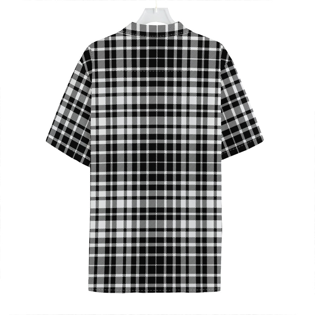 Black And White Border Tartan Print Hawaiian Shirt