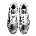 Black And White Border Tartan Print High Top Leather Sneakers