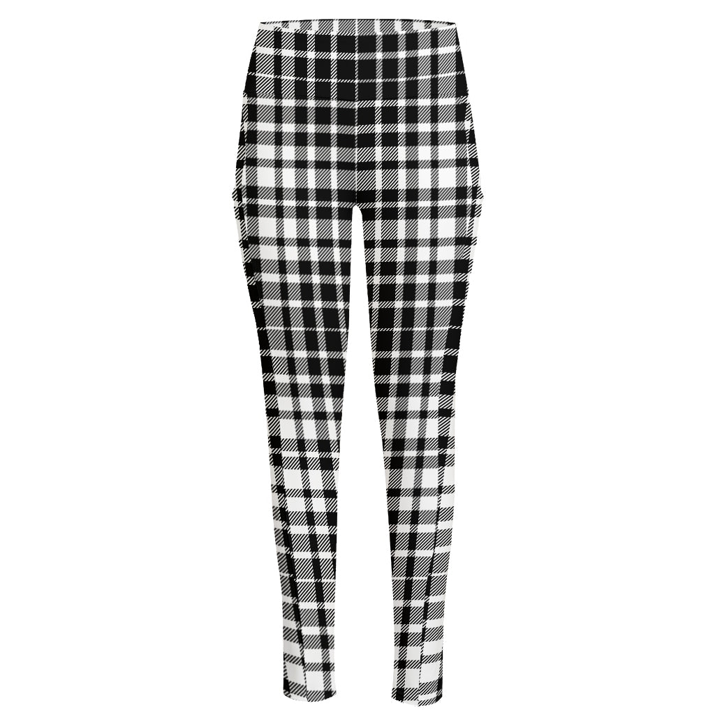 Black And White Border Tartan Print High-Waisted Pocket Leggings