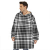 Black And White Border Tartan Print Hoodie Blanket