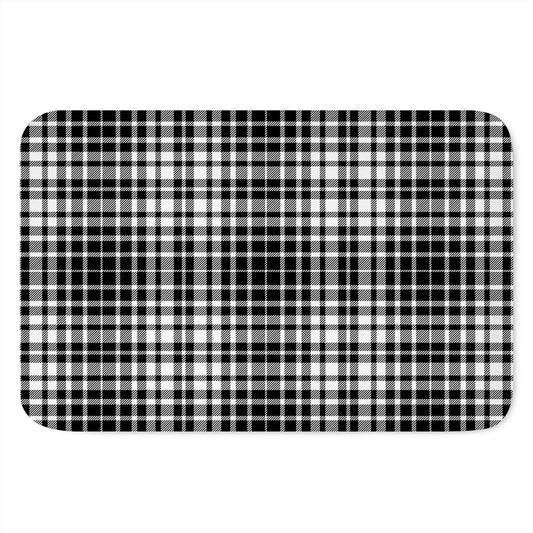 Black And White Border Tartan Print Indoor Door Mat