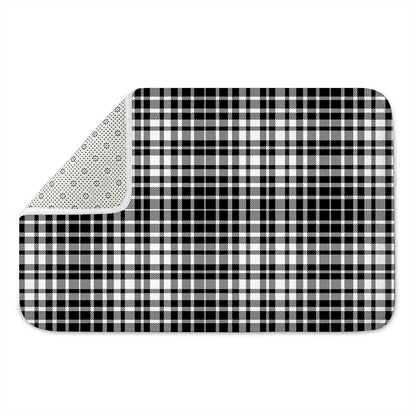 Black And White Border Tartan Print Indoor Door Mat