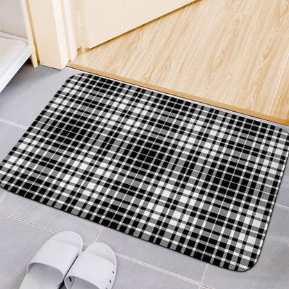Black And White Border Tartan Print Indoor Door Mat
