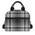 Black And White Border Tartan Print Insulated Lunch Bag