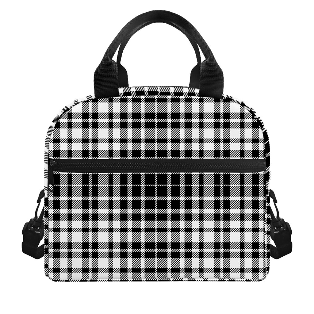 Black And White Border Tartan Print Insulated Lunch Bag