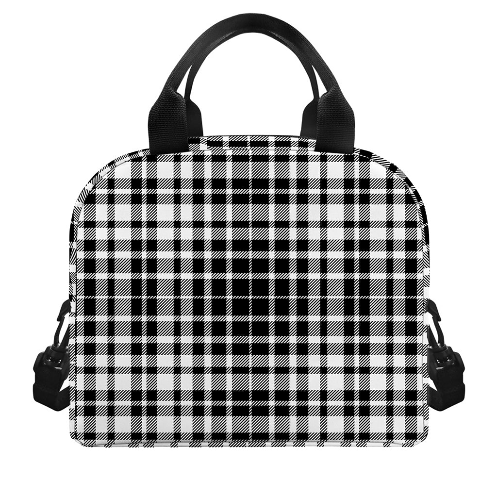Black And White Border Tartan Print Insulated Lunch Bag