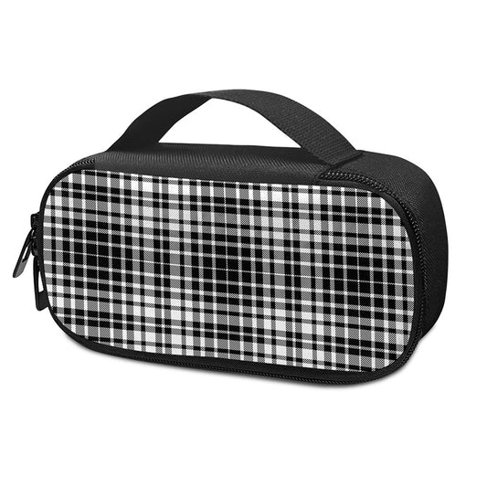 Black And White Border Tartan Print Insulin Cooler Travel Case