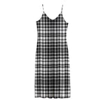 Black And White Border Tartan Print Jersey Midi Cami Dress