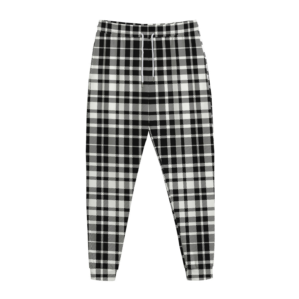 Black And White Border Tartan Print Jogger Pants