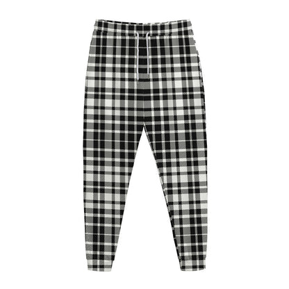 Black And White Border Tartan Print Jogger Pants