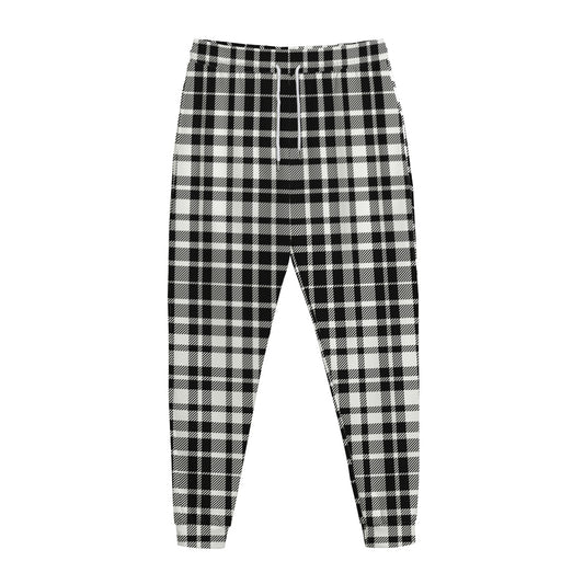 Black And White Border Tartan Print Jogger Pants