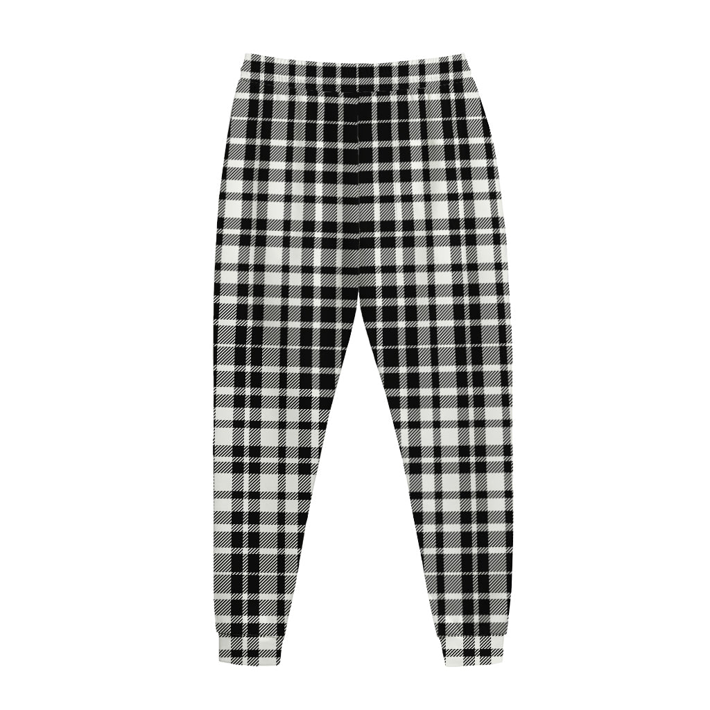 Black And White Border Tartan Print Jogger Pants