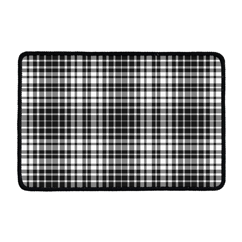 Black And White Border Tartan Print Kitchen Mat