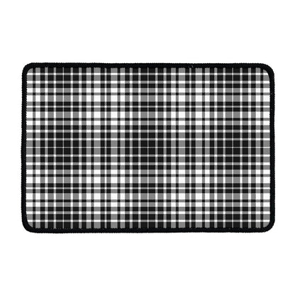 Black And White Border Tartan Print Kitchen Mat
