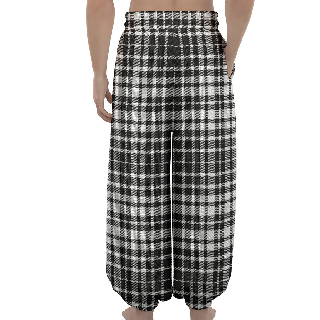 Black And White Border Tartan Print Lantern Pants