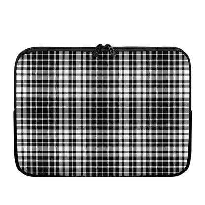 Black And White Border Tartan Print Laptop Sleeve