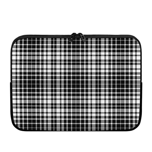 Black And White Border Tartan Print Laptop Sleeve